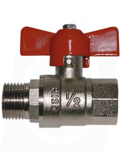 1/2" BSPP Ball Valve M/F T-Handle Red