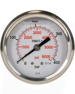 PRESSURE GAUGE 0-400 BAR WITH REAR ENTRY