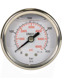 PRESSURE GAUGE 0-400 BAR WITH REAR ENTRY