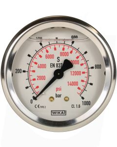 PRESSURE GAUGE 0-1000 BAR WITH REAR ENTRY
