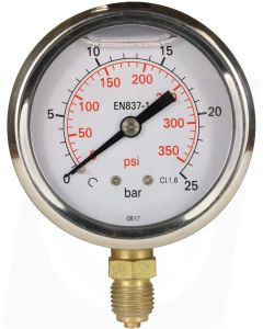 PRESSURE GAUGE 0-25 BAR 1/4"M BOTTOM INLET