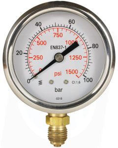 PRESSURE GAUGE 0-100 BAR WITH BOTTOM ENTRY