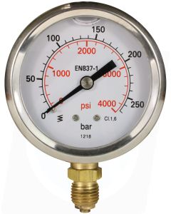 PRESSURE GAUGE 0-250 BAR WITH BOTTOM ENTRY