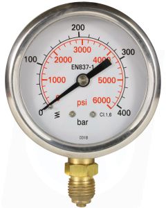 PRESSURE GAUGE 0-400 BAR WITH BOTTOM ENTRY