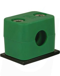 PIPE CLAMP, 15mm GREEN, WITH STAINLESS STEEL WELD PLATE