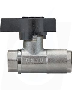 BALL VALVE + BUTTERFLY HANDLE 3/8"F x 3/8"F NICKEL PLATED BRASS