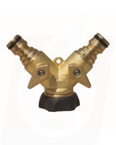 Quick Release Hose Splitter - Shut-Off Twin Male Plugs with 3/4" Female Thread