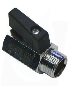 MINI BALL VALVE + BLACK HANDLE 1/4"M x 1/4"F STAINLESS STEEL