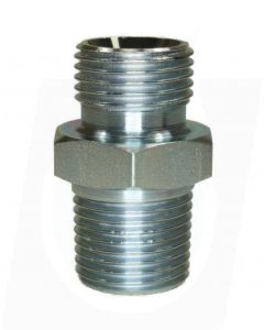 MALE TO MALE ZINC PLATED STEEL DOUBLE NIPPLE ADAPTOR BSP TAPERED-1/4"M to 1/2"TM