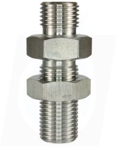 MALE TO MALE STAINLESS STEEL BULKHEAD FITTING AND LOCKNUT-3/8"M to 3/8"M