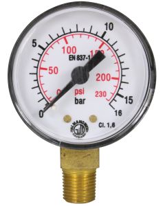 PRESSURE GAUGE 0-16 BAR 1/8"M BOTTOM INLET