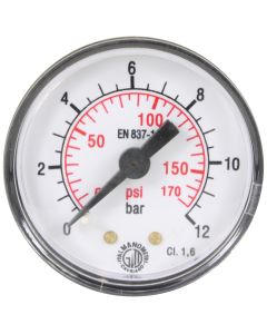 PRESSURE GAUGE 0-12 BAR 1/8"M REAR INLET