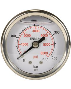 PRESSURE GAUGE 0-400 BAR WITH REAR ENTRY