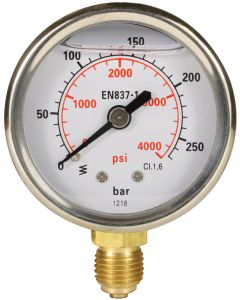 PRESSURE GAUGE 0-250 BAR WITH BOTTOM ENTRY