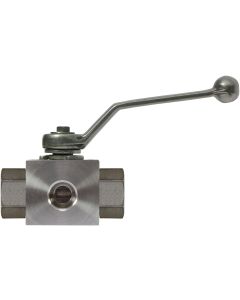 BALL VALVE, 3 WAY + LEVER HANDLE 1/2"F x 1/2"F x 1/2"F STAINLESS STEEL