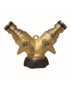 Quick Release Hose Splitter - Shut-Off Twin Male Plugs with 3/4" Female Thread