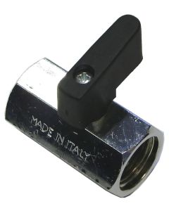MINI BALL VALVE + BLACK HANDLE 1/2"F x 1/2"F STAINLESS STEEL