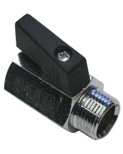 MINI BALL VALVE + BLACK HANDLE 1/2"M x 1/2"F STAINLESS STEEL