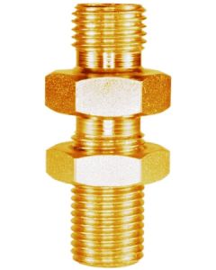 MALE TO MALE BRASS BULKHEAD FITTING AND LOCKNUT -3/4"M to 3/4"M