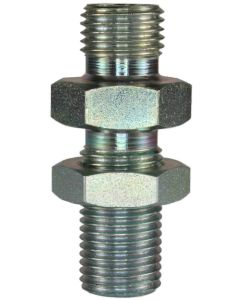 MALE TO MALE ZINC PLATED STEEL BULKHEAD FITTING AND LOCKNUT-3/8"M to 3/8"M